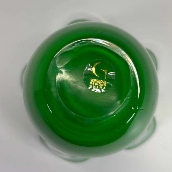 Georgeous Designs China Hand Blow Glass Green And Blue Vase - Picture 6 of 7